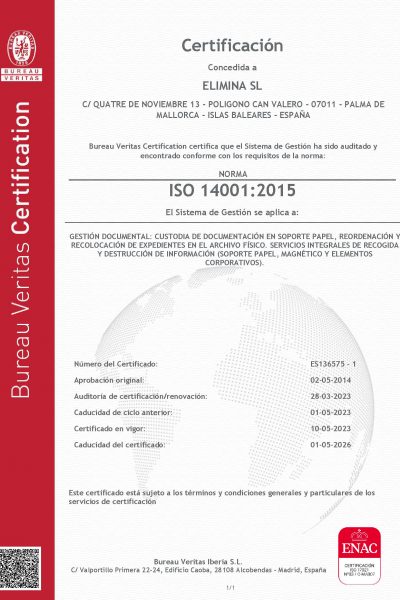 RENOVACIÓN 14001-BUQ-ELIMINA SL