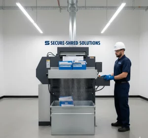 Destrucción segura de historiales clínicos en instalaciones certificadas con maquinaria industrial
