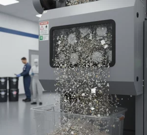 Proceso de trituración industrial para destrucción segura de documentos