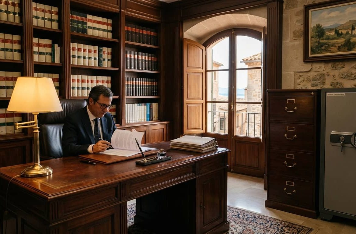 Despacho de abogados en Mallorca con consola de seguridad para destrucción confidencial de expedientes conforme al RGPD