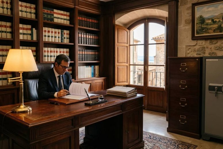 Despacho de abogados en Mallorca con consola de seguridad para destrucción confidencial de expedientes conforme al RGPD